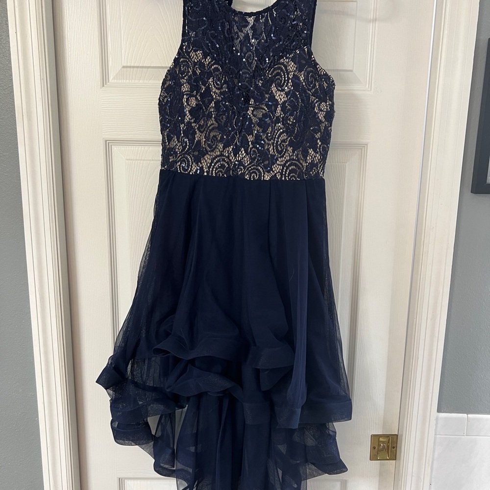 Speechless Navy Lace Formal Dress